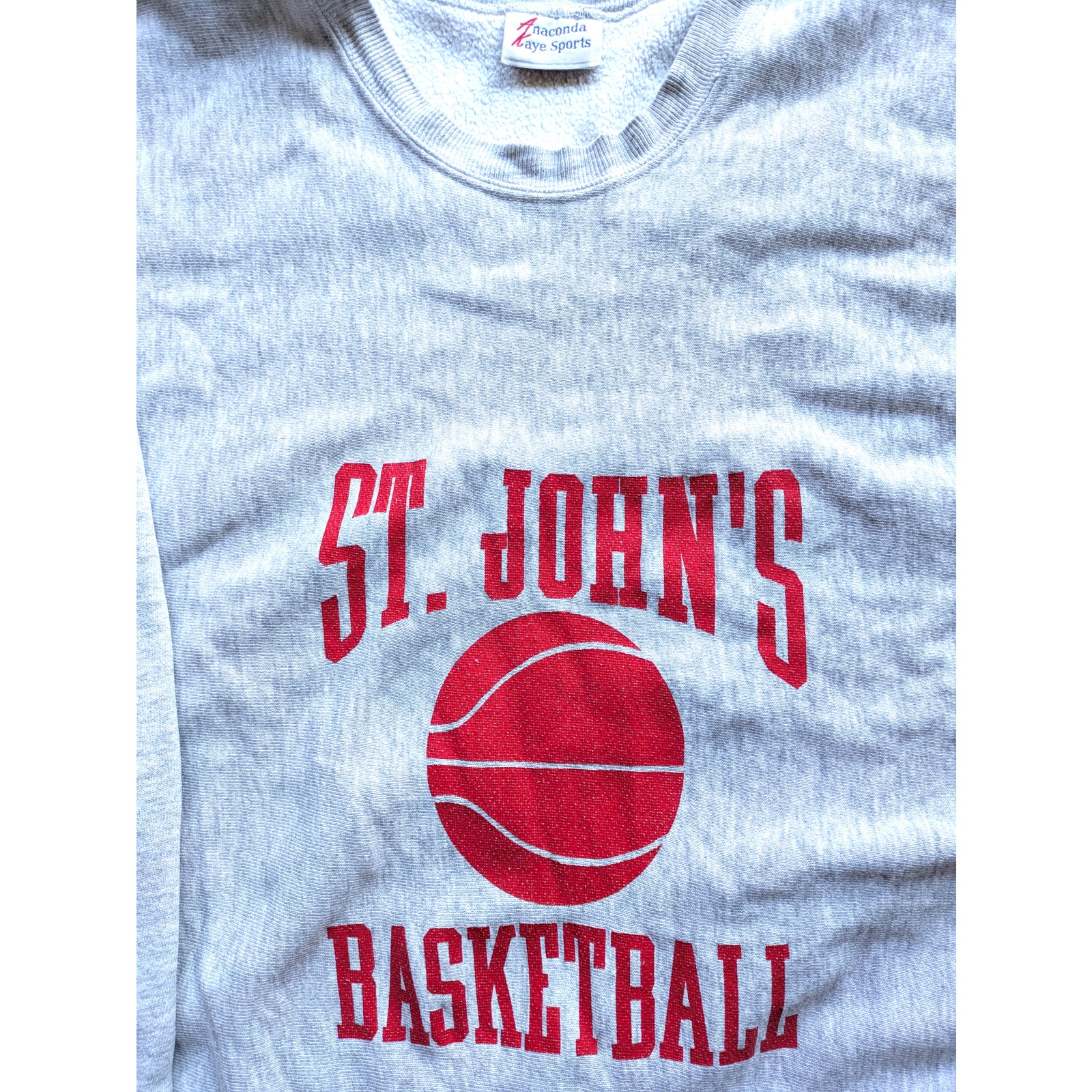 St John's Red Storm 90s Anaconda Crew Sweatshirt L Gray Ncaa Basketball Vintage